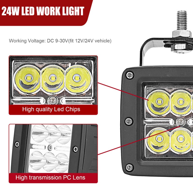 Wsays 3 بوصة 18 واط مصباح LED بقعة مكعبات مع مجموعة أسلاك مفتاح التبديل ومثبتات قضبان إضاءة احتياطية على السقف الخلفي متوافقة مع بولاريس رينجر كاملة الحجم 2013-فما فوق - Image 5